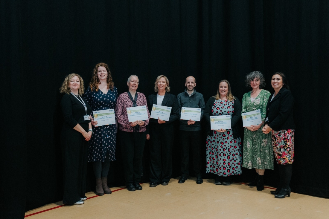 Dr Clare Mander (Chief AHP for Hampshire and the Isle of Wight), Rachael Blake, Sue Morrison,  Emma Middleton, Tomas Harding-Neale, Sarah Sharp, Claire Gill and Nicky Lucey (left to right).